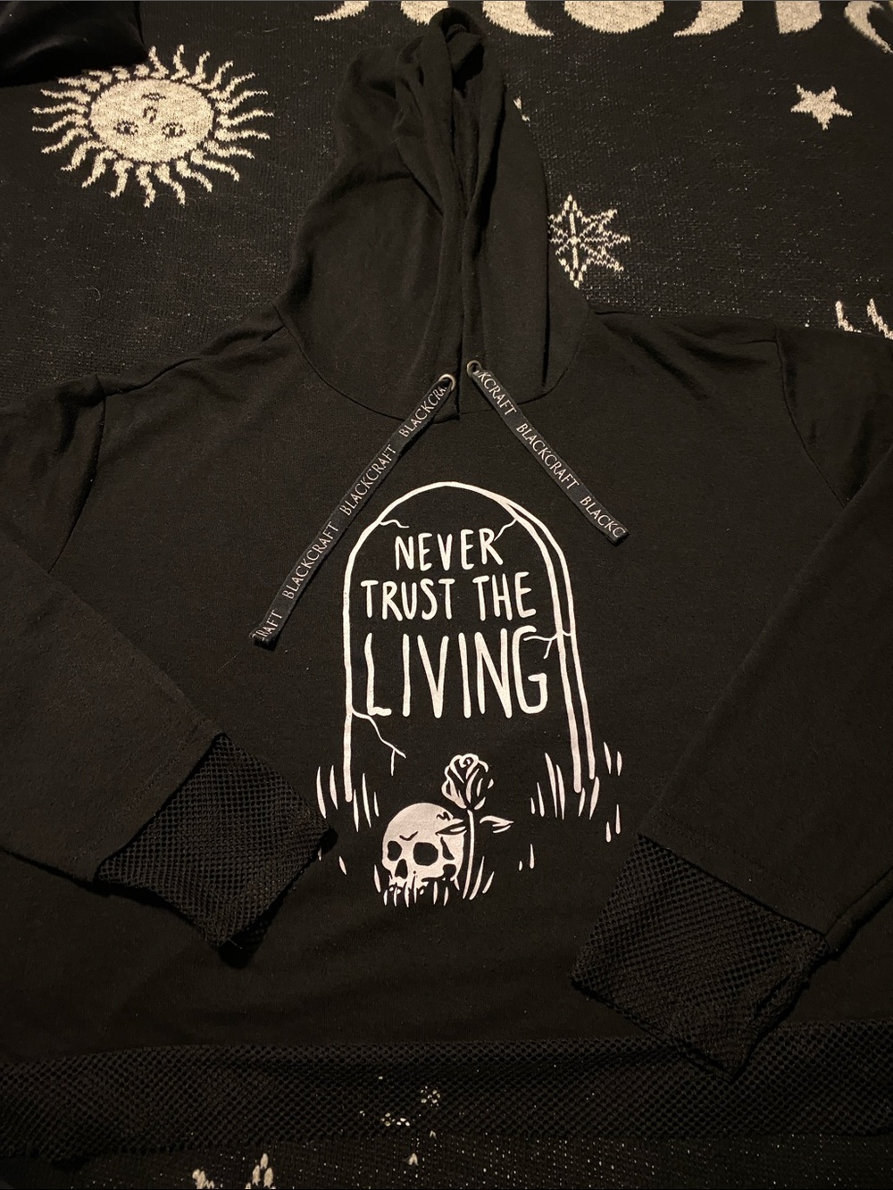 Blackcraft cult never trust the living cropped hoodie